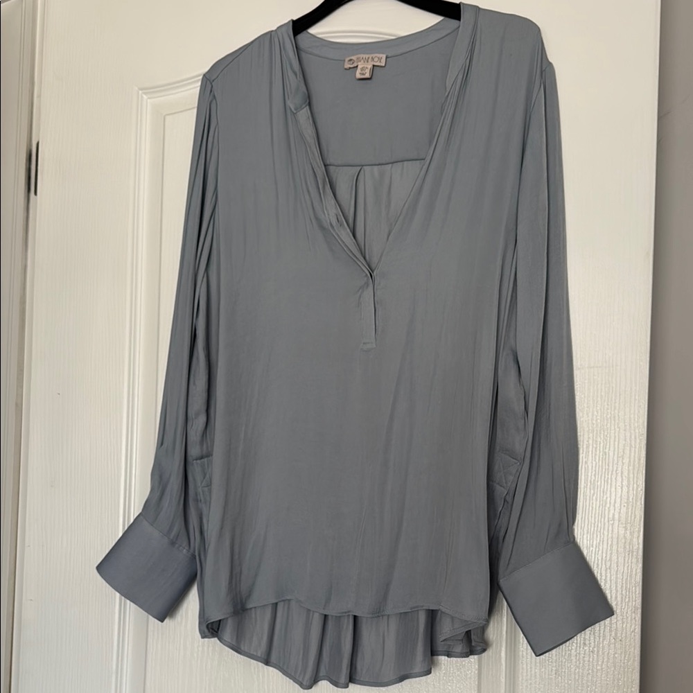 Elaine Rose Blue V-Neckline Blouse with Relaxed Fit
